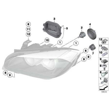 Cache de l'ampoule de phare avec ressort de fixation - Pièce d'origine BMW 63126924671