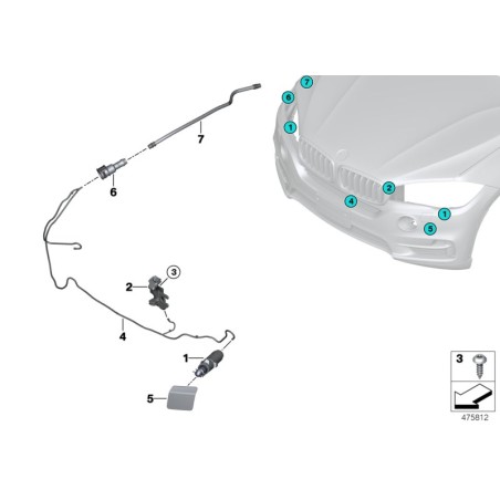 Tuyau de système de nettoyage des phares - Pièce d'origine BMW 61677327508