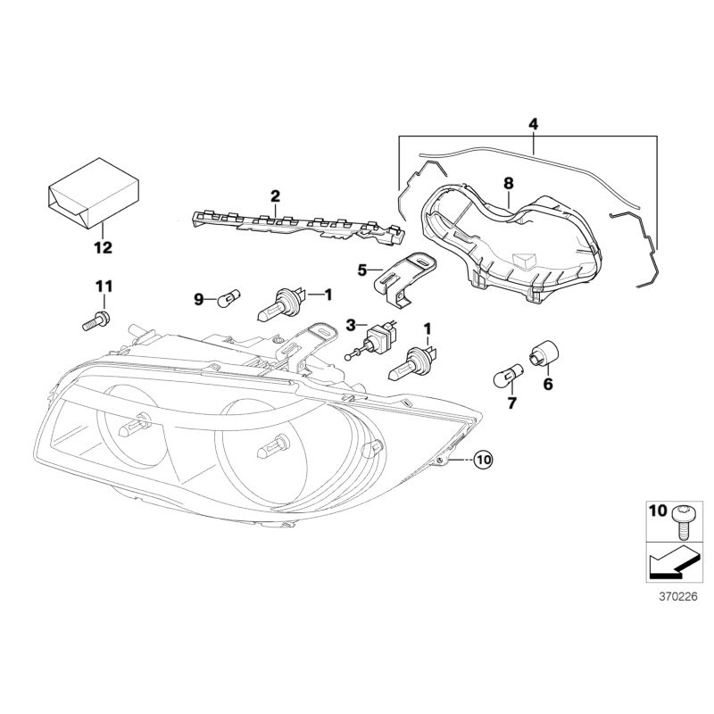 Support d'ampoule de clignotant avant de phare - Pièce d'origine BMW 63126940665