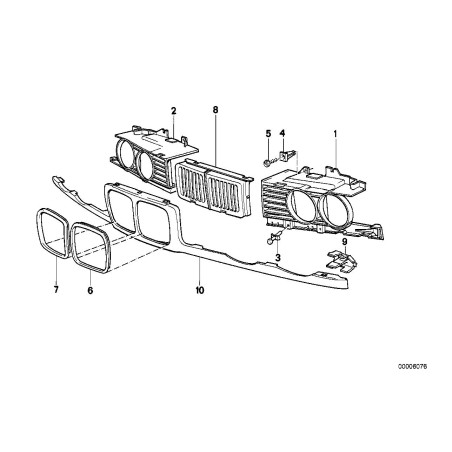 Grille de phare gauche - Pièce d'origine BMW 51138186441 Grille de phare gauche - Pièce d'origine BMW 51138186441