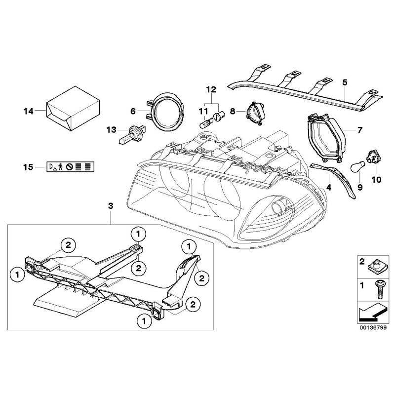 Cache de capuchon de phare bas - Pièce d'origine BMW 63128381326