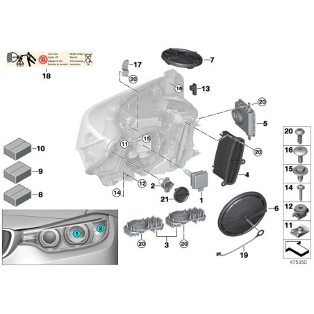 Supports de montage de phare - Paire de pièces d'origine BMW 63117379929