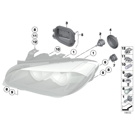 Kit de réparation de support de phare intérieur gauche - Pièce d'origine BMW 63117175227