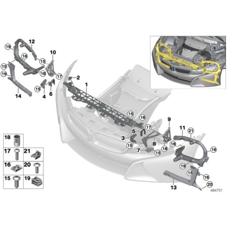 Levier de support de phare côté droit O/S - Pièce d'origine BMW 51647339108 Levier de support de phare côté droit O/S - Pièce d'origine BMW 51647339108