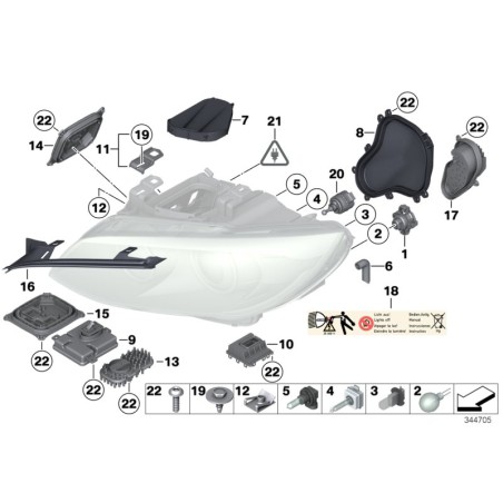 Kit de réparation de patte de phare - Pièce d'origine BMW 63117182519