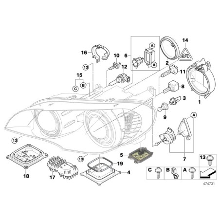Kit de réparation de patte de phare - Pièce d'origine BMW 63127195535 Kit de réparation de patte de phare - Pièce d'origine BMW 63127195535