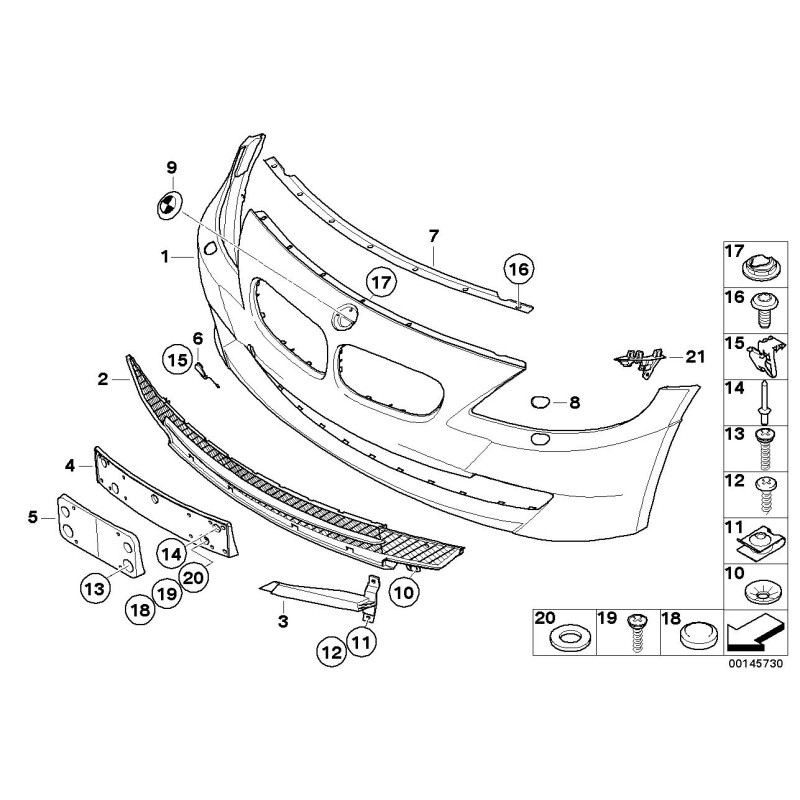 Cache de couvercle de lave-phare droit - Pièce d'origine BMW 51117078262
