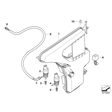 Réservoir de liquide lave-glace pour phares - Pièce d'origine BMW 61668041172 Réservoir de liquide lave-glace pour phares - Pièce d'origine BMW 61668041172