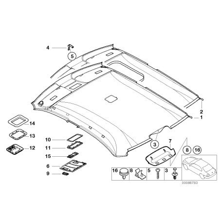 Garniture de pavillon beige - Pièce d'origine BMW 51448229034 Garniture de pavillon beige - Pièce d'origine BMW 51448229034