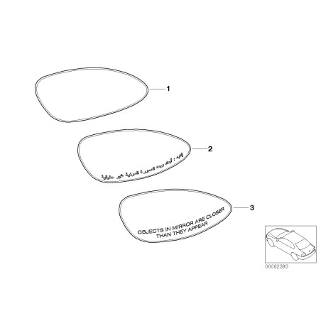 Miroir d'angle mort chauffant à atténuation automatique gauche - Pièce d'origine BMW 51167177125 Miroir d'angle mort chauffant à atténuation automatique gauche - Pièce d'origine BMW 51167177125