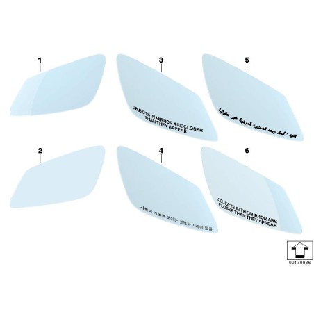 Miroir convexe chauffant droit - Pièce d'origine BMW 51167228612