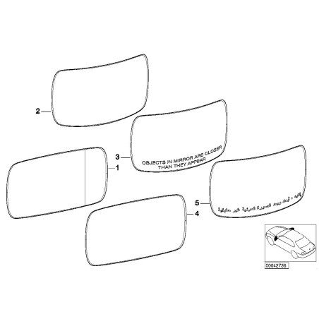 Verre de rétroviseur chauffant côté passager droit - Pièce d'origine BMW 51167168182
