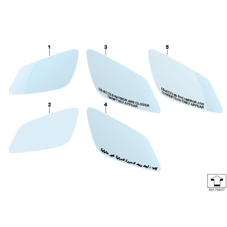 Verre de rétroviseur chauffant droit - Pièce d'origine BMW 51167251586