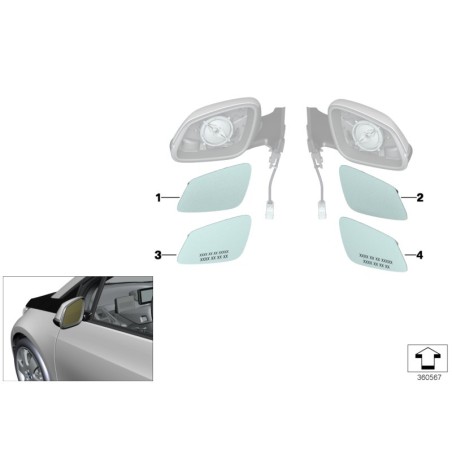 Verre de rétroviseur chauffant droit - Pièce d'origine BMW 51167285010