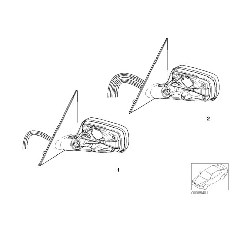 Rétroviseur chauffant sans verre gauche - Pièce d'origine BMW 51167190637 Rétroviseur chauffant sans verre gauche - Pièce d'origine BMW 51167190637