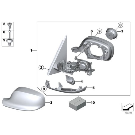 Rétroviseur chauffant sans verre gauche - Pièce d'origine BMW 51167264097 Rétroviseur chauffant sans verre gauche - Pièce d'origine BMW 51167264097
