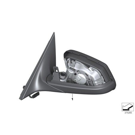 Rétroviseur chauffant sans verre gauche noir brillant - Pièce d'origine BMW 51167189653