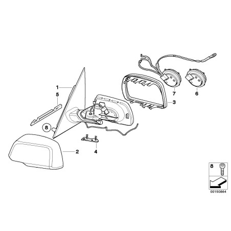 Rétroviseur extérieur chauffant gauche - Pièce d'origine BMW 51163448131 Rétroviseur extérieur chauffant gauche - Pièce d'origine BMW 51163448131