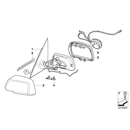 Rétroviseur extérieur chauffant gauche - Pièce d'origine BMW 51163448165 Rétroviseur extérieur chauffant gauche - Pièce d'origine BMW 51163448165