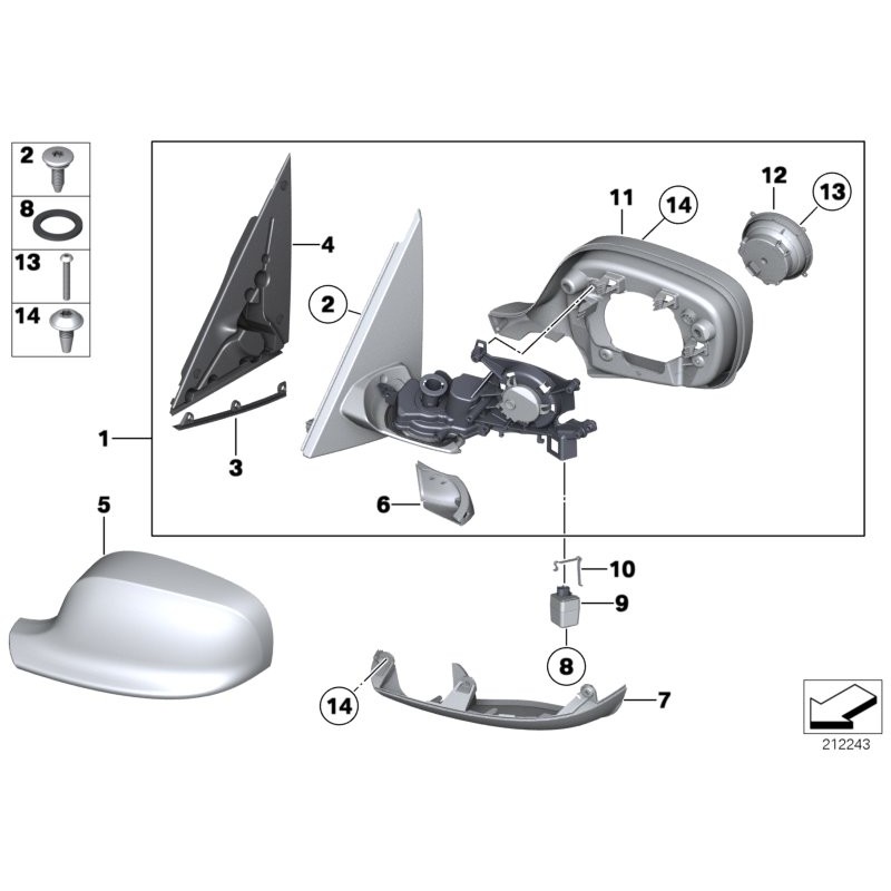 Rétroviseur extérieur chauffant gauche - Pièce d'origine BMW 51163455327 Rétroviseur extérieur chauffant gauche - Pièce d'origine BMW 51163455327
