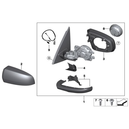 Rétroviseur extérieur chauffant gauche - Pièce d'origine BMW 51167179641 Rétroviseur extérieur chauffant gauche - Pièce d'origine BMW 51167179641