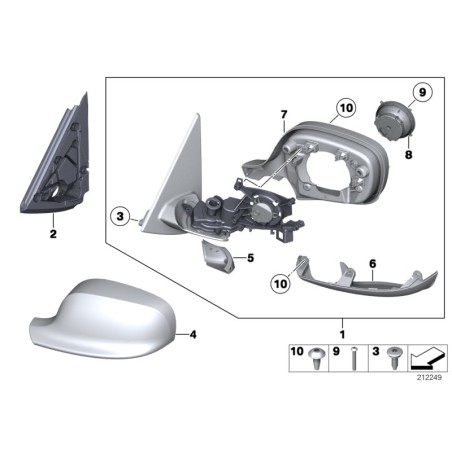 Miroir extérieur chauffant avec mémoire - Pièce d'origine BMW 51162993773 Miroir extérieur chauffant avec mémoire - Pièce d'origine BMW 51162993773