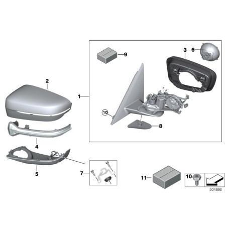 Miroir extérieur chauffant avec mémoire - Pièce d'origine BMW 51167485223