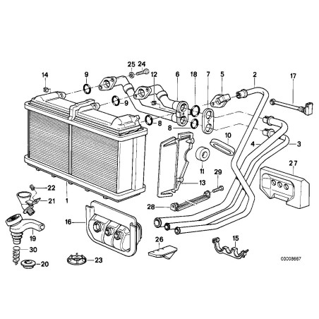 Tuyau de chauffage - Noyau de chauffage vers les tuyaux d'entrée et de sortie E31 E32 E34 - Pièce d'origine BMW 64118372524