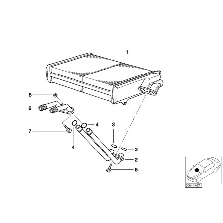 Radiateur de chauffage avec boîte à eau en aluminium - Pièce d'origine BMW 64118373785 Radiateur de chauffage avec boîte à eau en aluminium - Pièce d'origine BMW 64118373785
