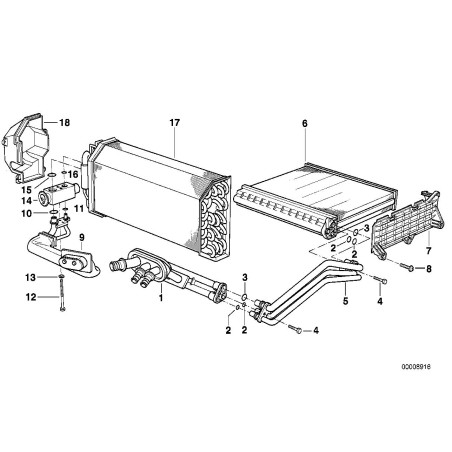 Radiateur de chauffage avec boîte à eau en plastique - Pièce d'origine BMW 64118391389 Radiateur de chauffage avec boîte à eau en plastique - Pièce d'origine BMW 64118391389