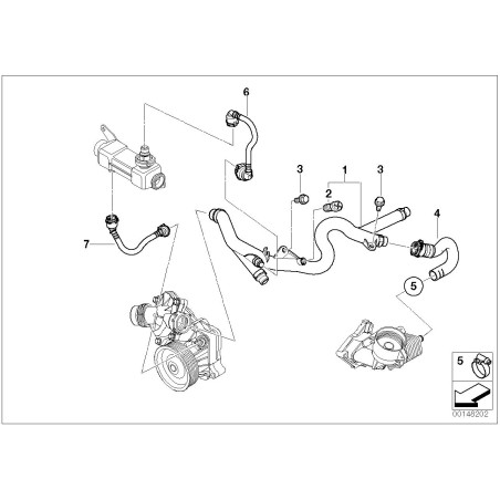 Raccord de tuyau de retour de chauffage - Pièce d'origine BMW 11537802632
