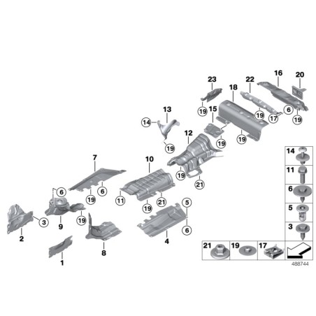 Bouclier d'isolation thermique côté droit - Pièce d'origine BMW 51487241768