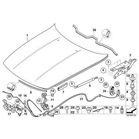 Amortisseur de capot - Pièce d'origine BMW 51237116856 Amortisseur de capot - Pièce d'origine BMW 51237116856