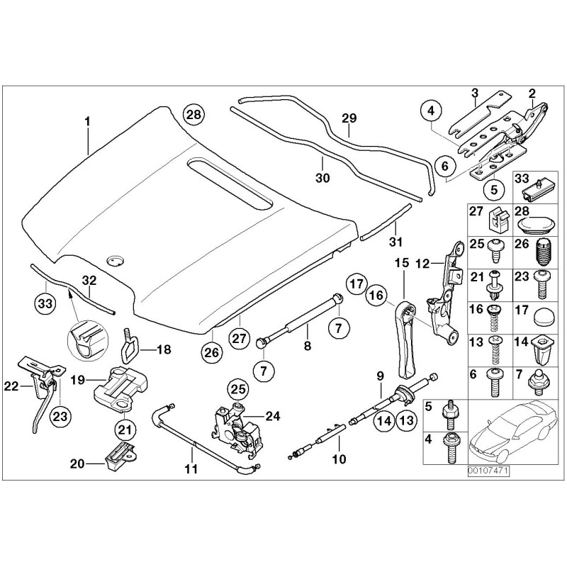 Verrou de capot - Pièce d'origine BMW 51237186508