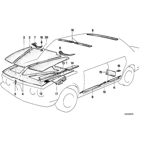 Isolation de capot arrière droit - Pièce d'origine BMW 51481904314 Isolation de capot arrière droit - Pièce d'origine BMW 51481904314