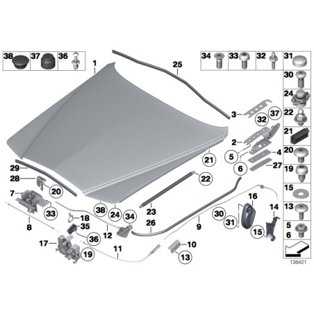 Verrou de capot - Pièce d'origine BMW 51238240599 Verrou de capot - Pièce d'origine BMW 51238240599
