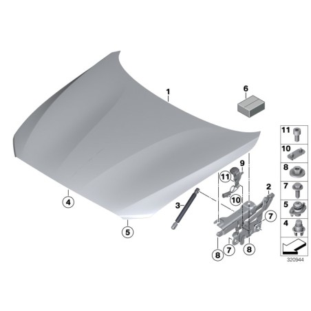 Support de capot - Pièce d'origine BMW 51237239233