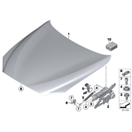 Support de capot - Pièce d'origine BMW 51237309119