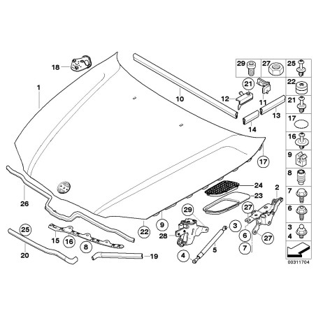Support de capot - Pièce d'origine BMW 51237118370
