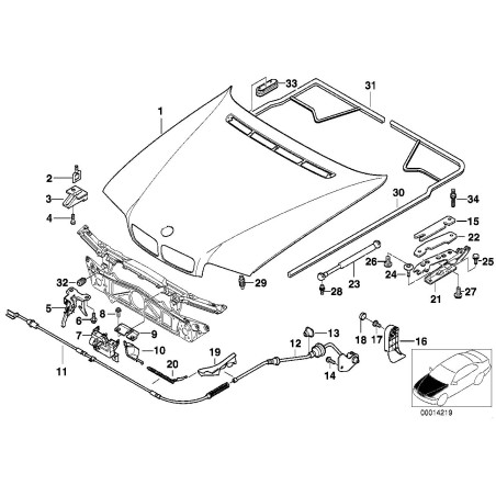 Câble de déverrouillage du capot - Pièce d'origine BMW 51238150080 Câble de déverrouillage du capot - Pièce d'origine BMW 51238150080