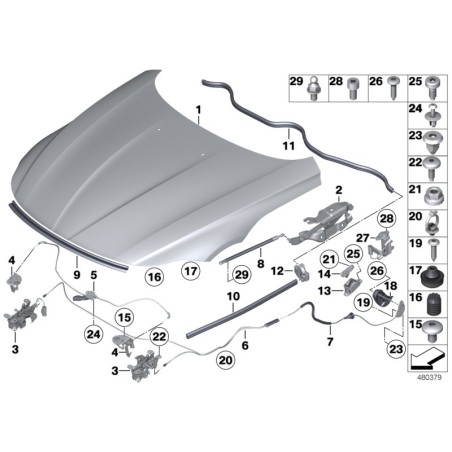 Levier de déverrouillage du capot - Pièce d'origine BMW 51238223163