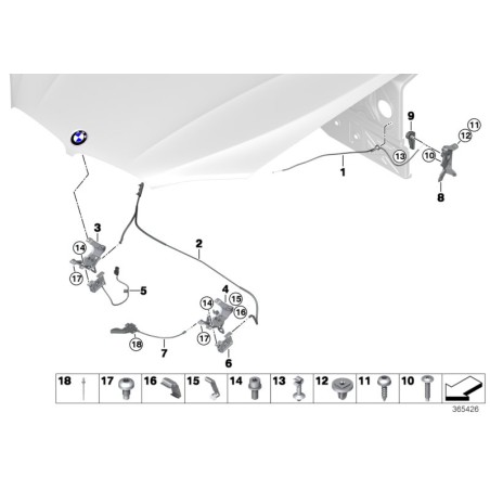 Levier de déverrouillage du capot - Pièce d'origine BMW 51437148523