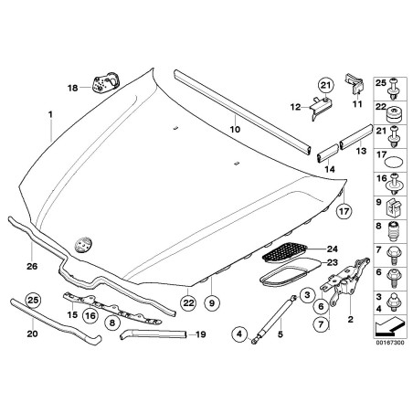 Vérin de capot - Pièce d'origine BMW 51237060550