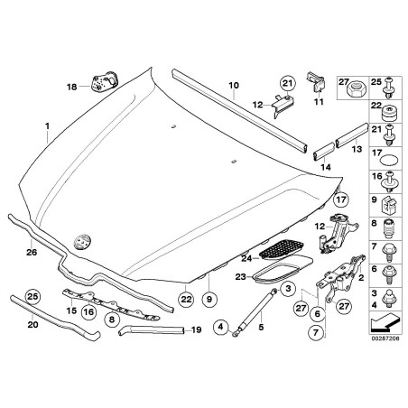 Vérin de capot - Pièce d'origine BMW 51237900795 Vérin de capot - Pièce d'origine BMW 51237900795