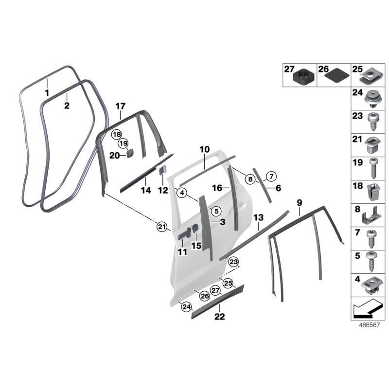 Crochet pour pare-soleil à enrouleur - Pièce d'origine BMW 51357458961