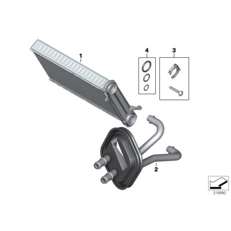 Noyau de chauffage HVAC - Pièce d'origine BMW 64119229486