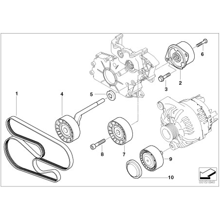 Joint d'étanchéité de la poulie de renvoi - Pièce d'origine BMW 11282247187