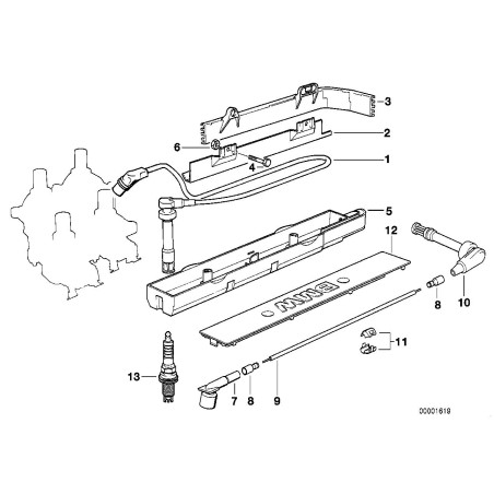 Faisceaux d'allumage desserrés 4pcs - Pièce d'origine BMW 12121247523