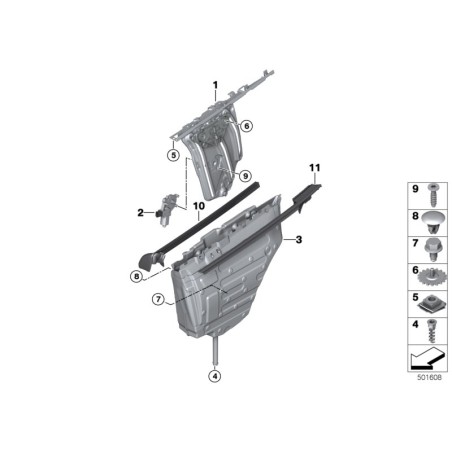 Joint d'étanchéité de canal intérieur arrière gauche - Pièce d'origine BMW 51377280295