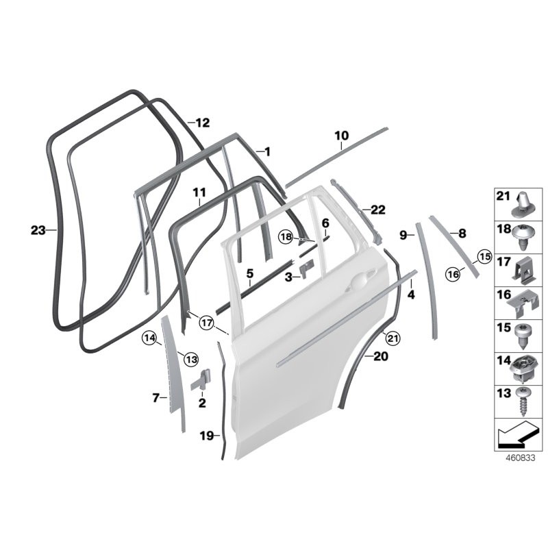 Insérer la vitre de la porte gauche - Pièce d'origine BMW 51357387419 Insérer la vitre de la porte gauche - Pièce d'origine BMW 51357387419